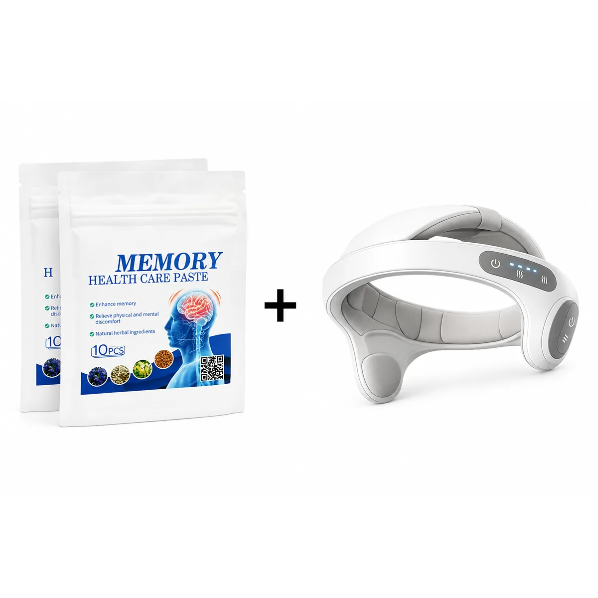 The Larkmoor Kit — Memory Health Care patches plus a white scalp massager instrument